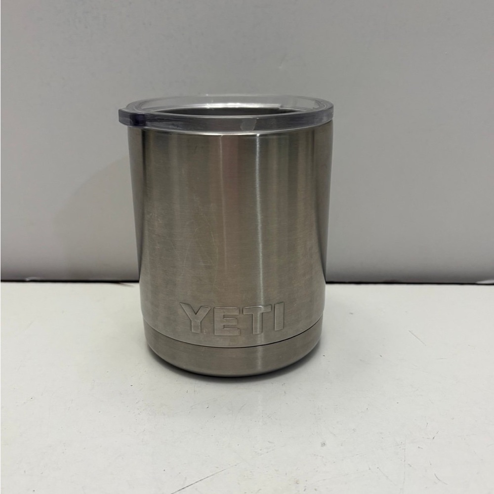 YETI Rambler 10 oz Lowball stainless steel vacuum insulated tumbler.